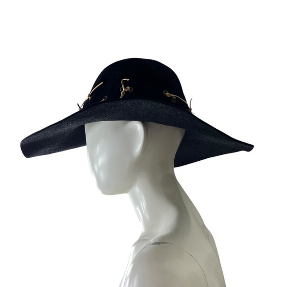 Diva Women\'s 100% Rabbit Fur Felt Hat Black Tan Ties NWT Made in Russia Cowgirl main image 10